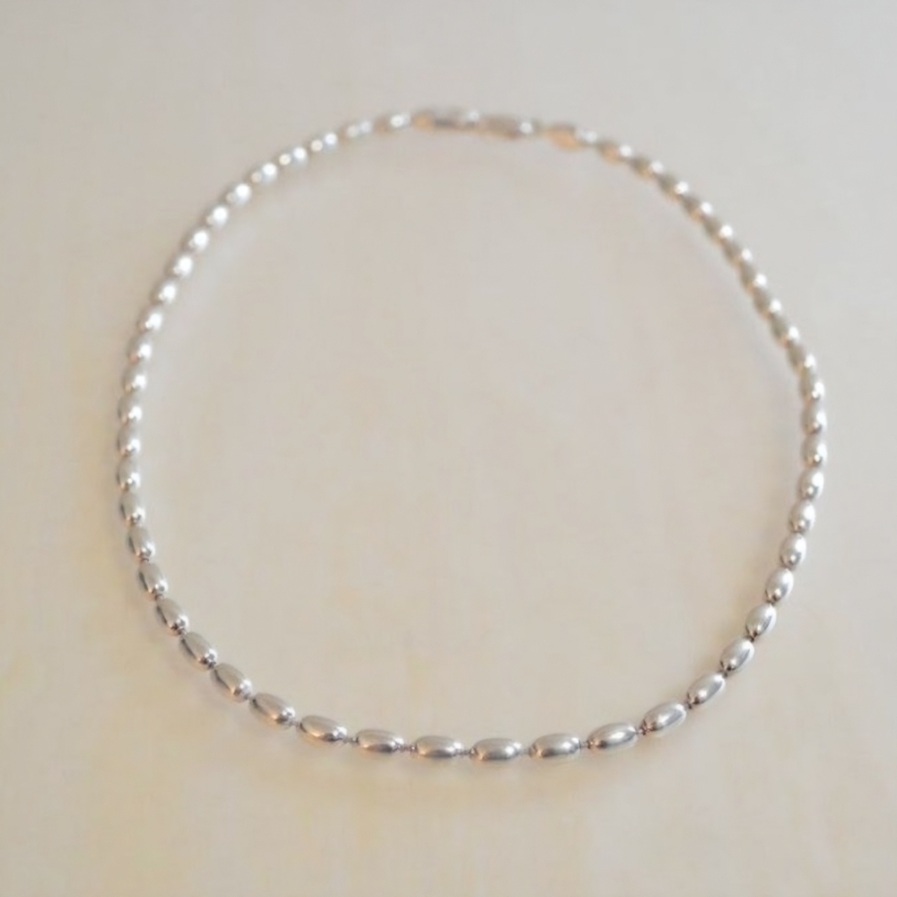 Italian 925 Silver Beaded Necklace - Picture 6 of 10